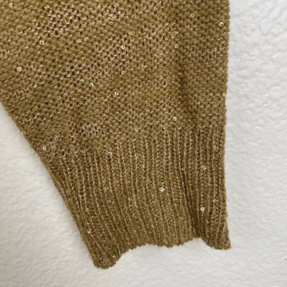 A.N.A. Womens Sweater Sz L Sequin Fairy Grunge Whimsigoth Boho Gold Metallic - Picture 4 of 10